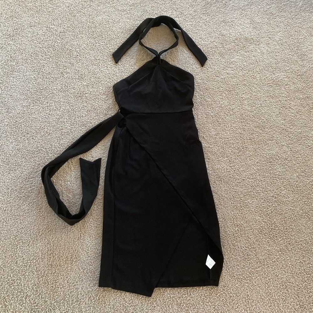 Black halter top dress